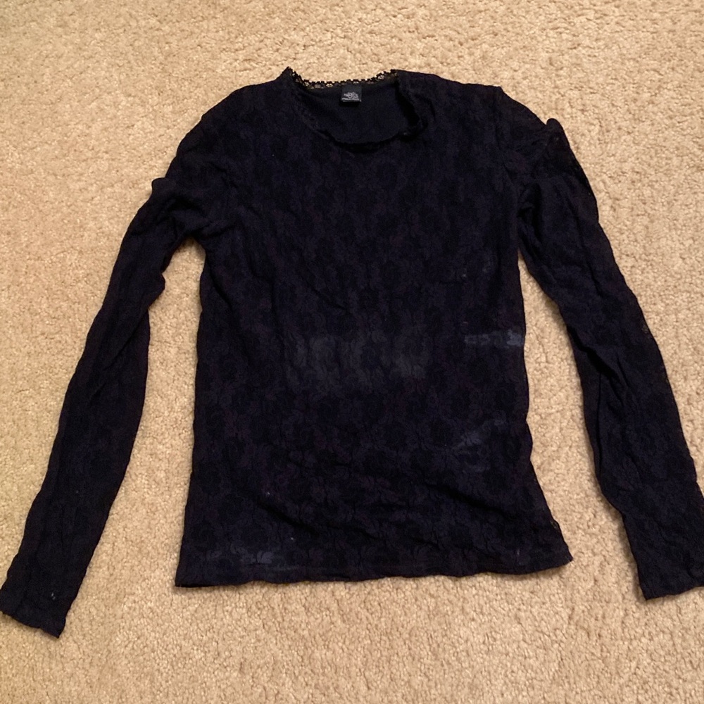 Only Black Lace Trim Top